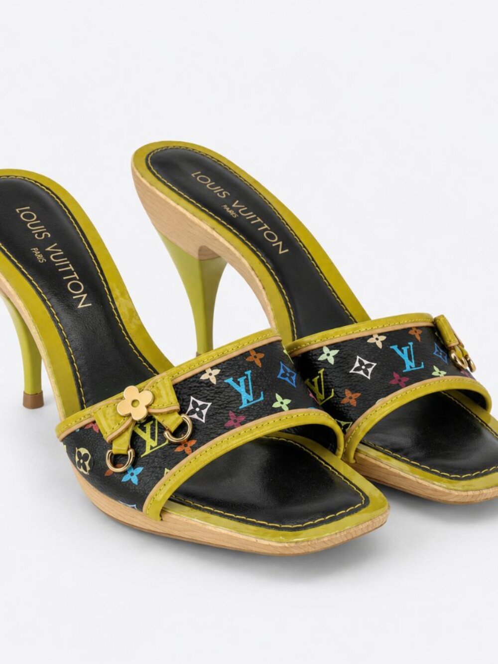 Authentic Louis Vuitton Murakami Multicolor Flower Mules